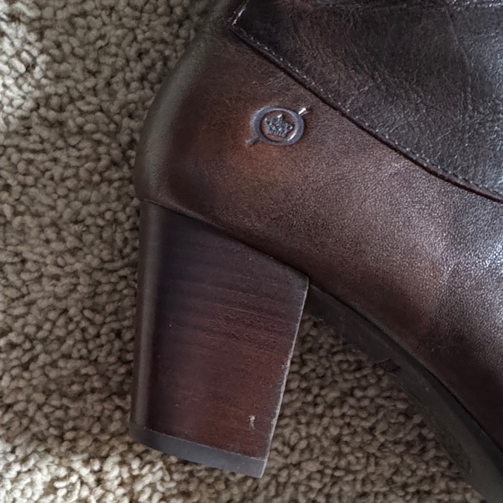Born Tall Dark Brown Leather Heeled Riding Boots Sz 8 - Picture 4 of 10